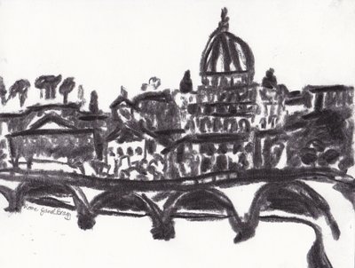 Basílica de São Pedro, Roma, c.2014 (carvão sobre papel) de Janel Bragg
