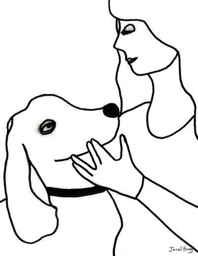Vincent e Janel em Black Lines, c.2024 (marcador sobre papel) de Janel Bragg