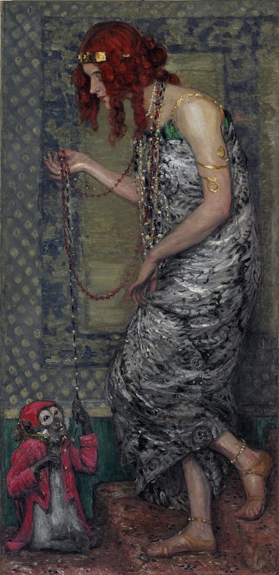 "La princesse et le singe" (A Princesa e o Macaco) Peinture de Janis Rozentals (1866-1916) - 1913 - Óleo sobre tela Dim 147,5x71 cm Museu Estatal de Arte da República da Letónia, Riga de Janis Rozentals