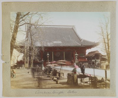 Templo Asakusa, Tóquio, Japão (foto colorida à mão a p/b) de Japanese Photographer