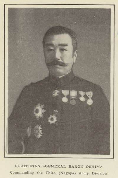 Tenente-General Baron Oshima, Comandante da Terceira Divisão do Exército (Nagoya) de Japanese Photographer