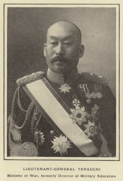 Tenente-General Terauchi, Ministro da Guerra, ex-Diretor de Educação Militar de Japanese Photographer