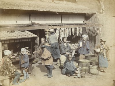 Mercado no Japão (foto a p/b colorida à mão) de Japanese Photographer
