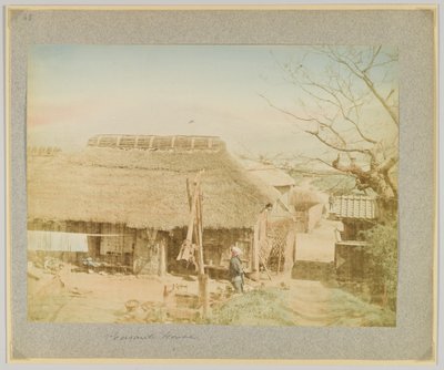 Casa do Camponês, Japão (foto a p/b colorida à mão) de Japanese Photographer