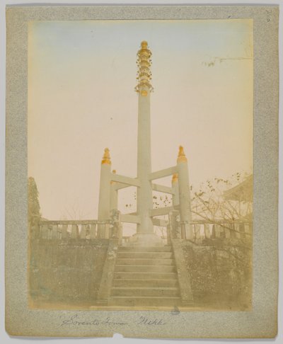 Sorento Tower, Nikko, Japão (foto a p/b na cor da mão) de Japanese Photographer