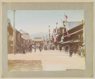 Theatre Street, Kobe, Japão (foto colorida à mão a p/b) de Japanese Photographer