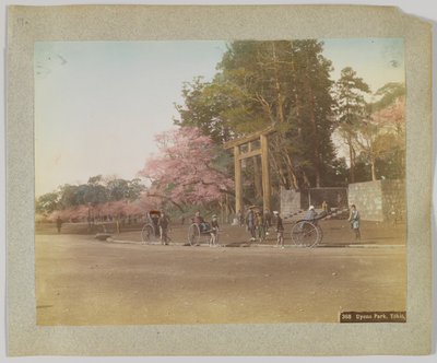 Uyeno Park, Tóquio, Japão (foto colorida à mão a p/b) de Japanese Photographer