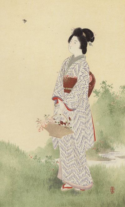 Uma rapariga japonesa (chromolitho) de Japanese School