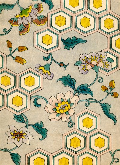Flores em um fundo de favo de mel de Japanese School