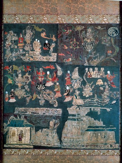 Paraíso Budista, história do Místico Chan, Templo Chuguji, Nara, Período Asuka (552-646), civilização japonesa de Japanese School