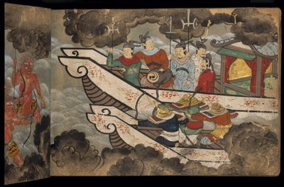 Soldados chineses em navios, ilustração do 
