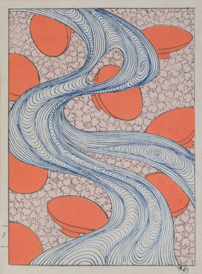 Design de tecido, final do século XIX (cor xilogravura) de Japanese School
