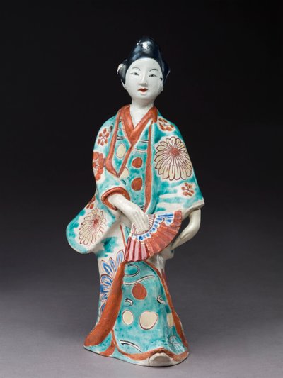 Figura de uma mulher dançante, japonesa, provavelmente do século XVII (louça de barro com cobertura de esmalte) de Japanese School