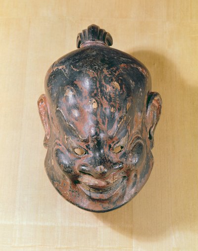 Máscara Gigaku, Período Nara (645-794) (madeira policromada) de Japanese School
