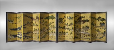 Hie Sanno Sairei-Zu, século XVII (tinta, cor e folha de ouro sobre papel) de Japanese School