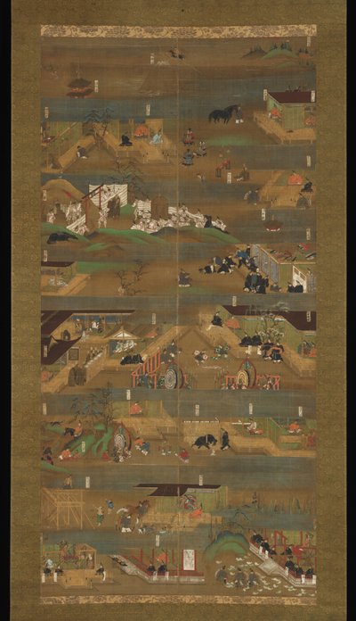 Biografia Ilustrada do Príncipe Shōkuu, pergaminho, período Kamakura (1185–1333) (tinta, cor e ouro na seda) de Japanese School