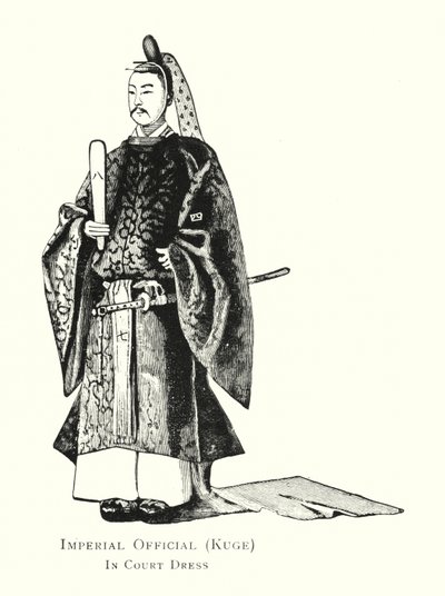Oficial Imperial, Kuge, em Vestido de Corte (litho) de Japanese School