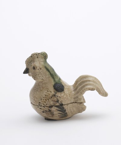 Caixa de incenso em forma de galo sentado, em estilo de Oribe, possivelmente prefeitura de Aichi, período Edo (cerâmica) de Japanese School