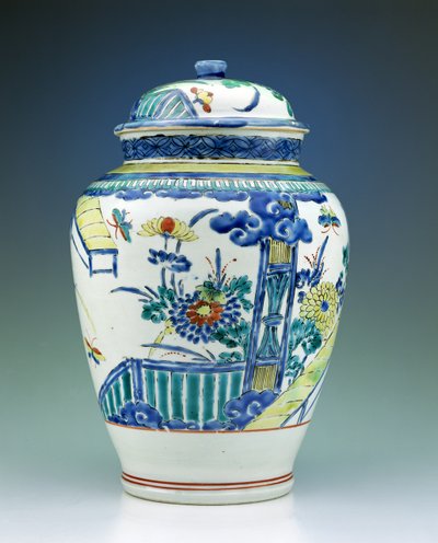 Jarra e tampa decorada com esmaltes Kakiemon, c.1680 (porcelana) de Japanese School