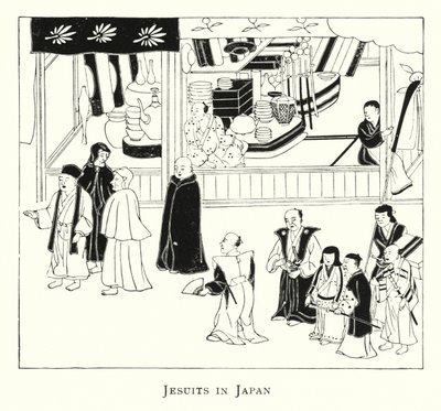Jesuítas no Japão (litho) de Japanese School