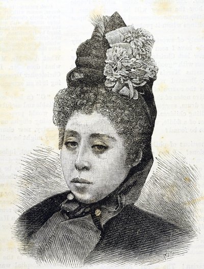 Era Meiji. Princesa Komatsu do Japão. Ilustração de 1887 (Gravura) de Japanese School