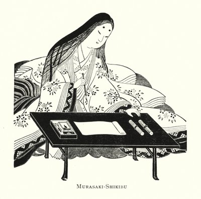 Murasakai-Shikibu (litho) de Japanese School