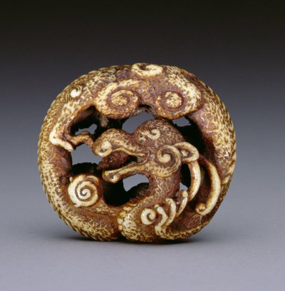 Netsuke representando um dragão de água, c.1870-80 (stag-antler) de Japanese School