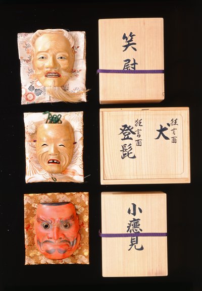 Noh Masks (madeira lacada) de Japanese School