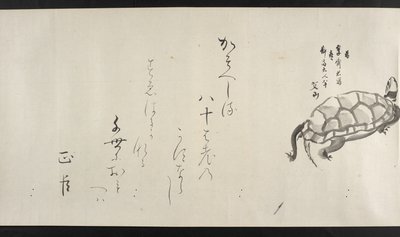 Ou. 14872, f.29, Uma tartaruga, de Yoshida Seisai (rolagem manual) de Japanese School