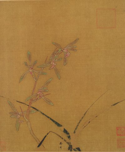 Orquídeas (tinta em seda) de Japanese School
