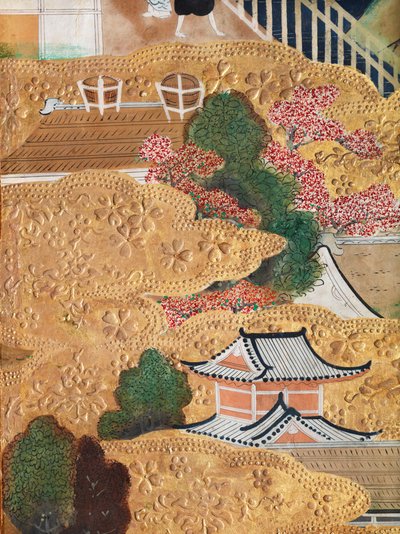 Osakazu Byobu - Biombo japonês de oito painéis (pintura) de Japanese School