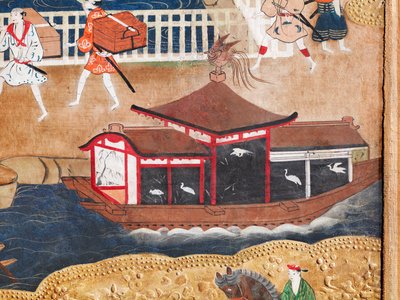 Osakazu Byobu - Biombo japonês de oito painéis (pintura) de Japanese School