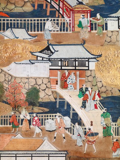 Osakazu Byobu - Biombo japonês de oito painéis (pintura) de Japanese School