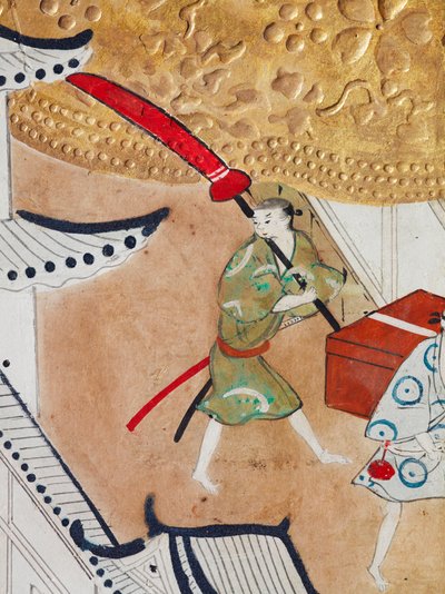 Osakazu Byobu - Biombo japonês de oito painéis (pintura) de Japanese School