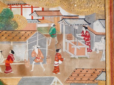 Osakazu Byobu - Biombo japonês de oito painéis (pintura) de Japanese School