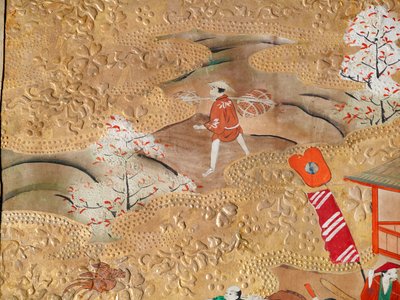 Osakazu Byobu - Biombo japonês de oito painéis (pintura) de Japanese School