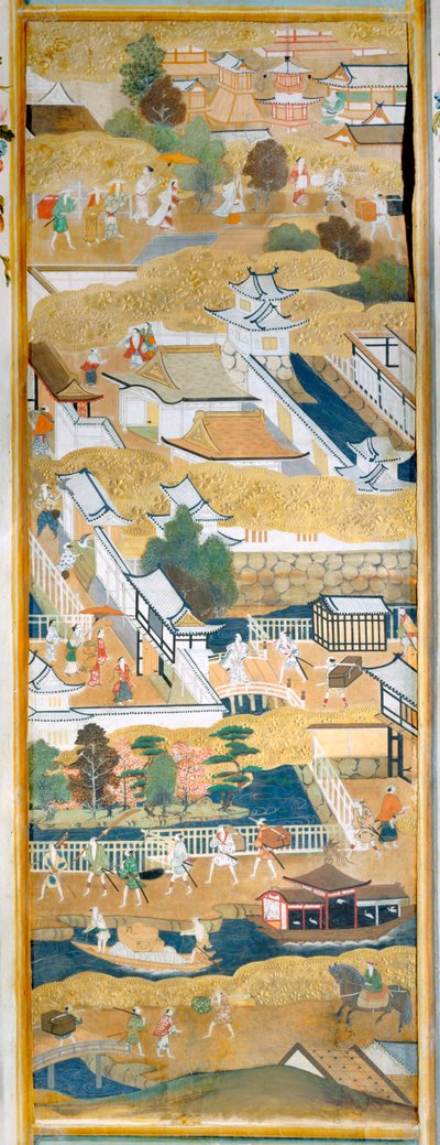 Osakazu Byobu - Biombo japonês de oito painéis (pintura) de Japanese School