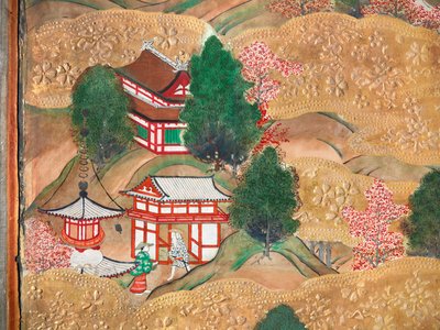 Osakazu Byobu - Biombo japonês de oito painéis (pintura) de Japanese School