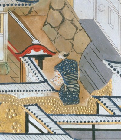 Osakazu Byobu - Biombo japonês de oito painéis (pintura) de Japanese School
