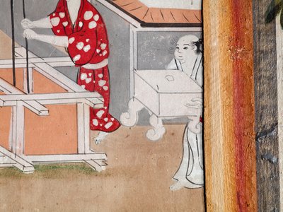 Osakazu Byobu - Biombo japonês de oito painéis (pintura) de Japanese School