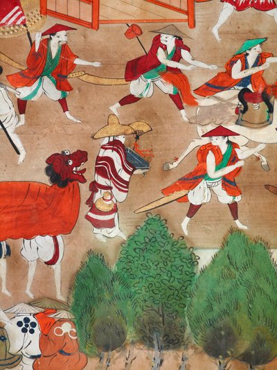 Osakazu Byobu - Biombo japonês de oito painéis (pintura) de Japanese School
