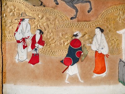 Osakazu Byobu - Biombo japonês de oito painéis (pintura) de Japanese School