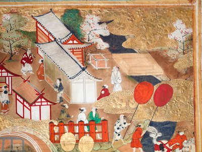 Osakazu Byobu - Biombo japonês de oito painéis (pintura) de Japanese School