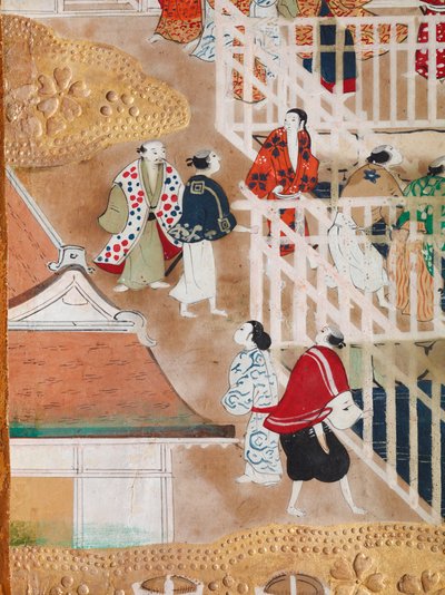 Osakazu Byobu - Biombo japonês de oito painéis (pintura) de Japanese School