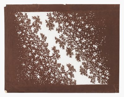 Papel stencil (katagami), final do século XIX (papel de casca de amora tratado com dióspiro
sumo e fio de seda) de Japanese School