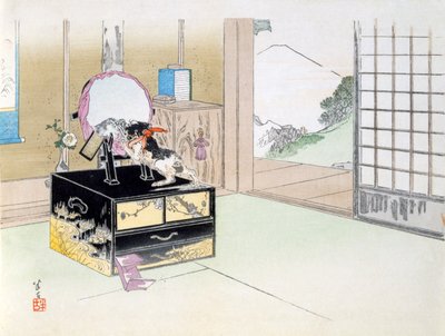Hora da festa (impressão em xilogravura a cores) de Japanese School