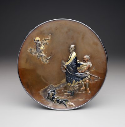 Placa, período Meiji. c.1870 (prata, cobre e dourado) de Japanese School