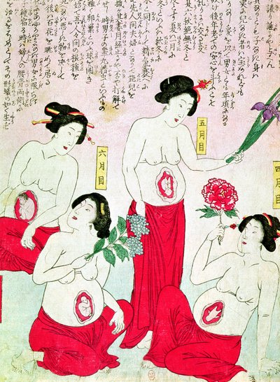 Mulheres grávidas, 1881 de Japanese School