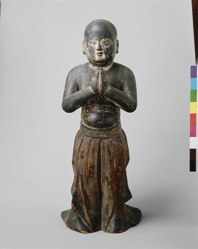 Príncipe Shotoku aos 2 anos de idade, c.1300 (Madeira com policromo, olhos incrustados de cristais de rocha) de Japanese School