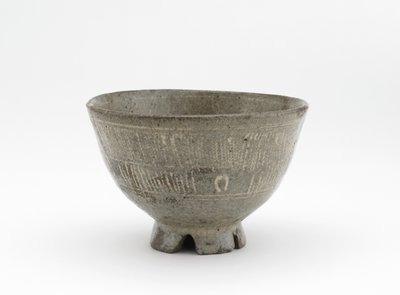 Tigela de chá em estilo mishima, louça Karatsu de Japanese School